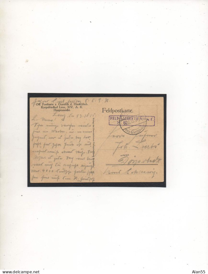ALLEMAGNE,1915, FELDLAZARET H N°8 C.C. - Gevangenenpost