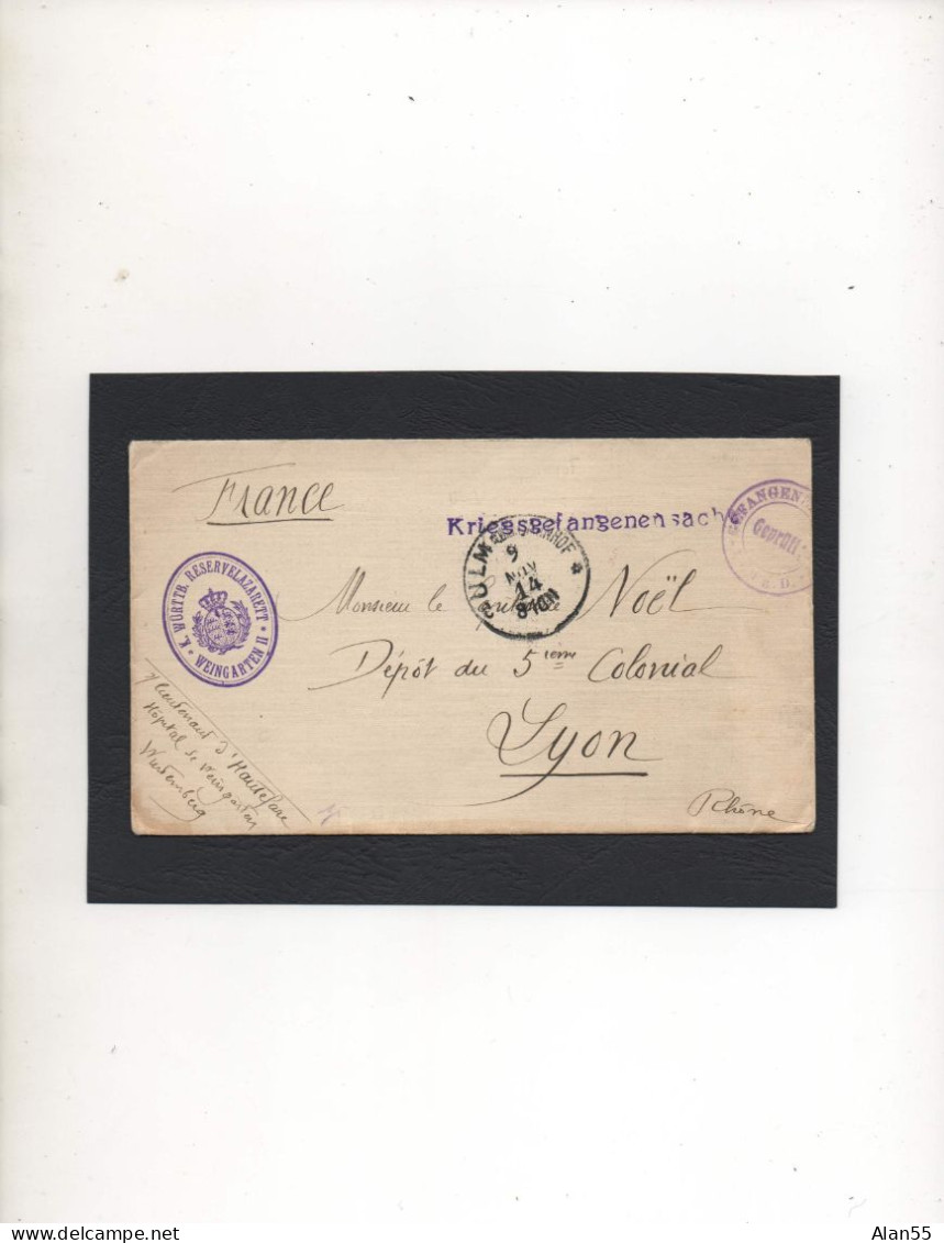 ALLEMAGNE,1914, RESERVE-LAZARETT II , WEINGARTEN, CENSURE - Prigionieri