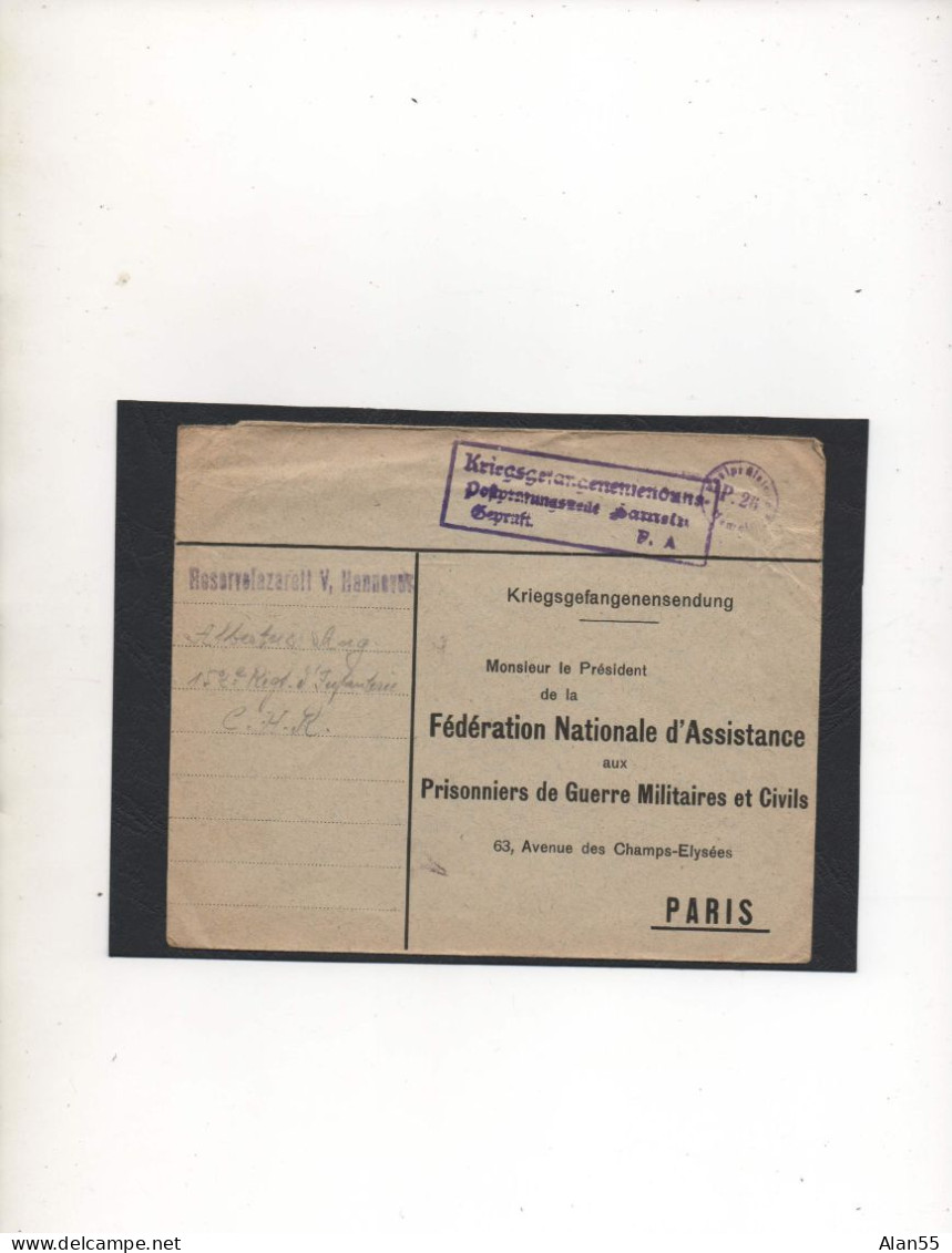 ALLEMAGNE,1915, RESERVE-LAZARETT V, HANNOVER, CENSURE - Prisoners Of War Mail