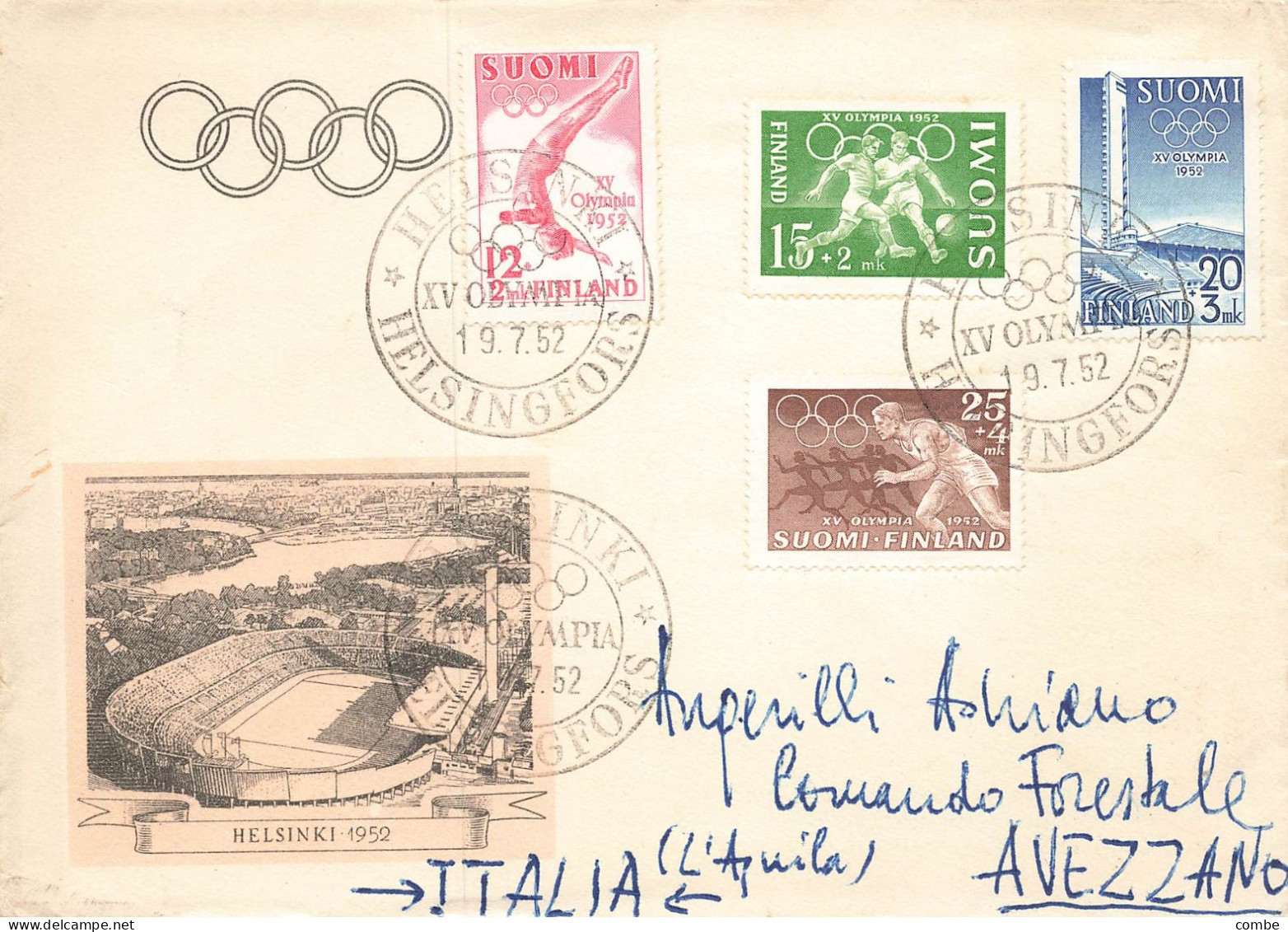 FINLANDE. FDC. OLYMPIC GAMES. HELSINKI. 19 7 52   / 2 - Lettres & Documents