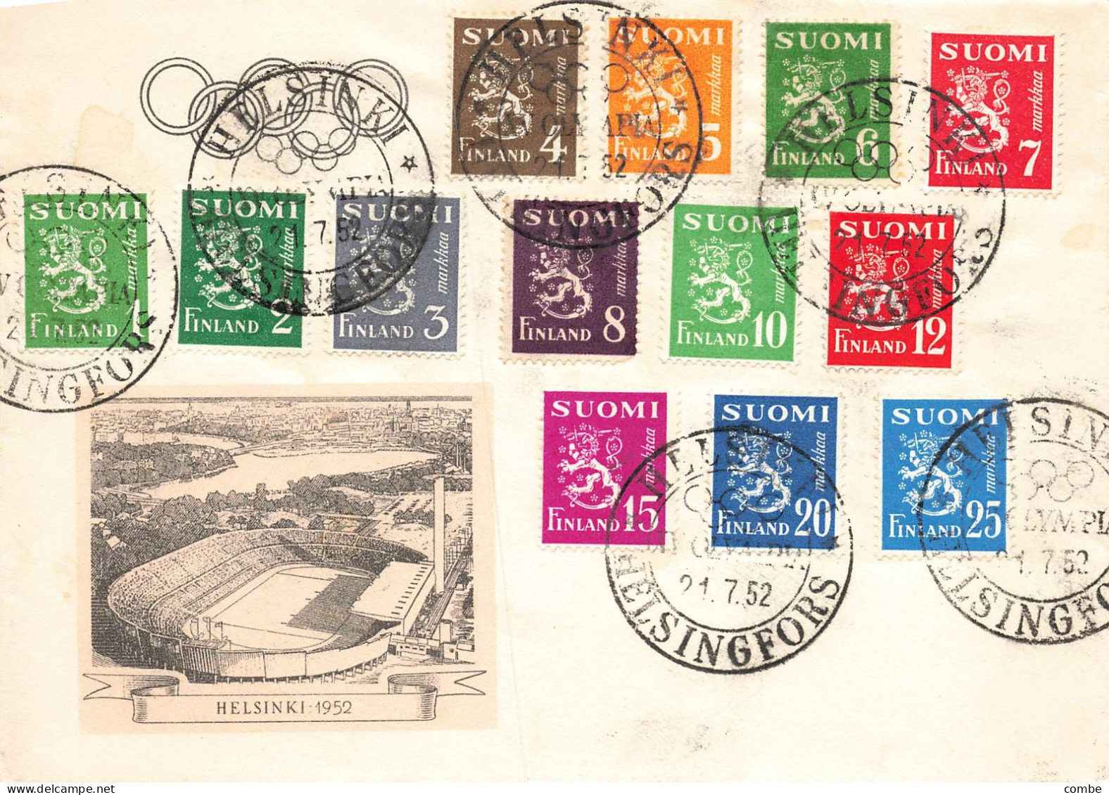 FINLANDE. FDC. OLYMPIC GAMES. HELSINKI. 21 7 52   / 2 - Brieven En Documenten