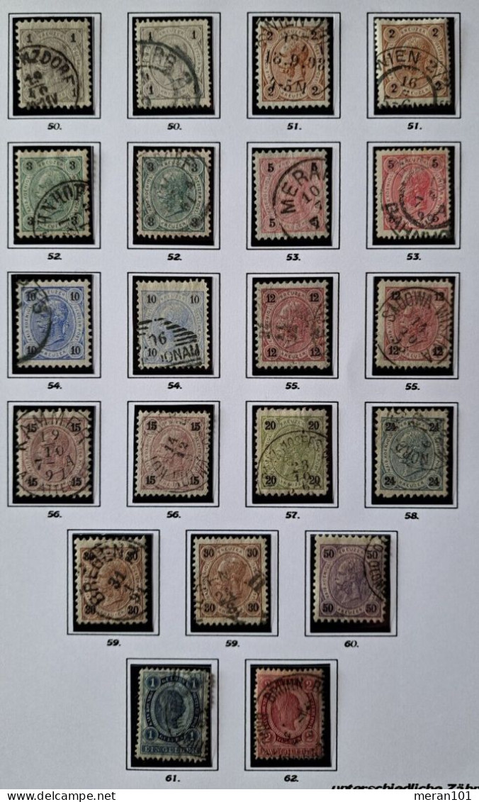 Österreich 1890, Partie Mi 50-62 Gestempelt, Zähnung - Oblitérés