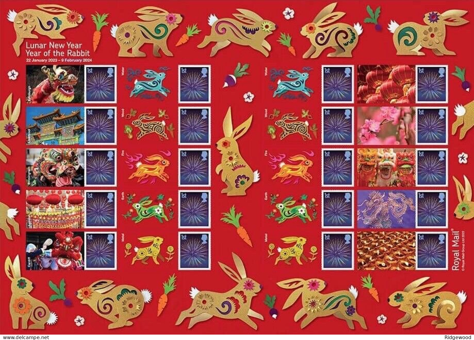 GB 2022  Lunar New Year - Year Of The Rabbit Collector / Smilers  Sheet - GS-148/LS-146 - Timbres Personnalisés