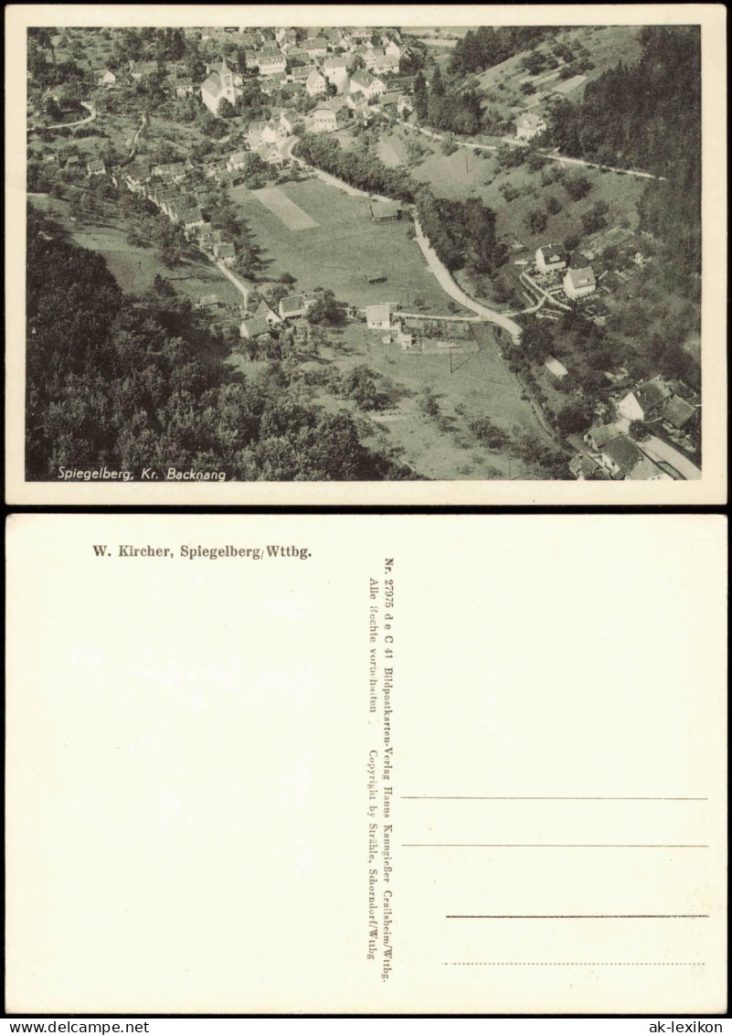 Ansichtskarte Spiegelberg Luftbild Kr. Backnang 1961 - Sonstige & Ohne Zuordnung