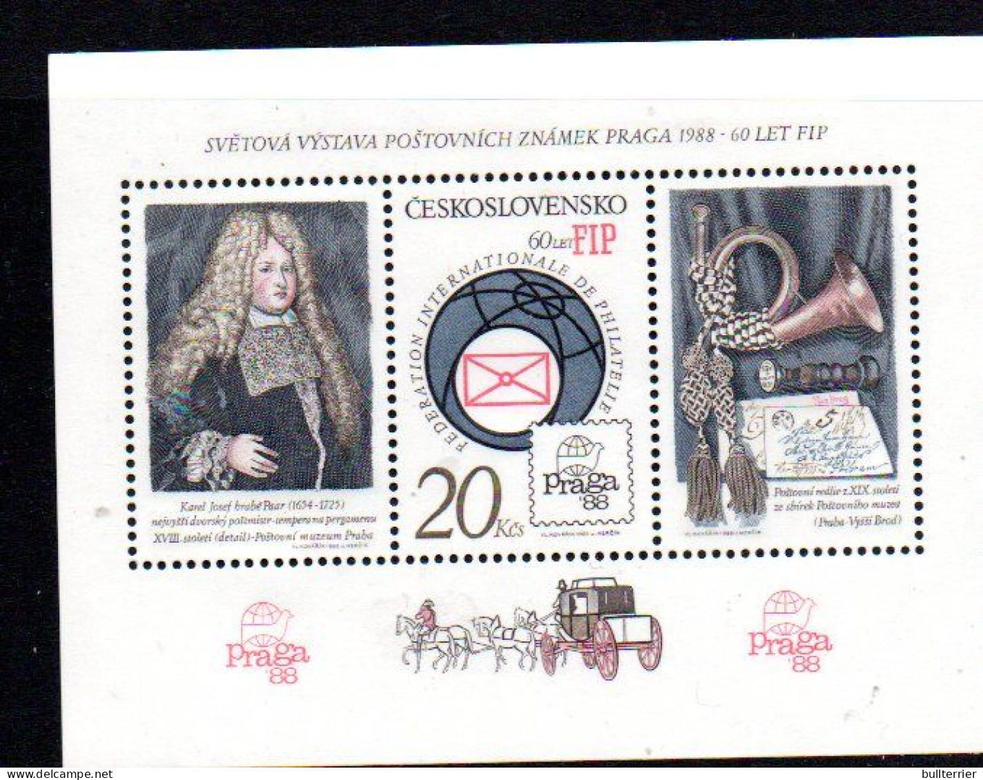 CZECHOSLOVAKIA - 1986 - PRAGA  SOUVENIR SHEET MINT NEVER HINGED, SG CAT £14.50 - Unused Stamps