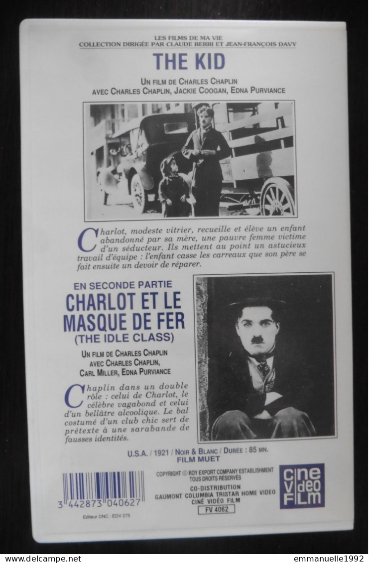 VHS Films The Kid Et Charlot Et Le Masque De Fer 1921 - Charlie Chaplin Muet Le Kid - Klassiekers