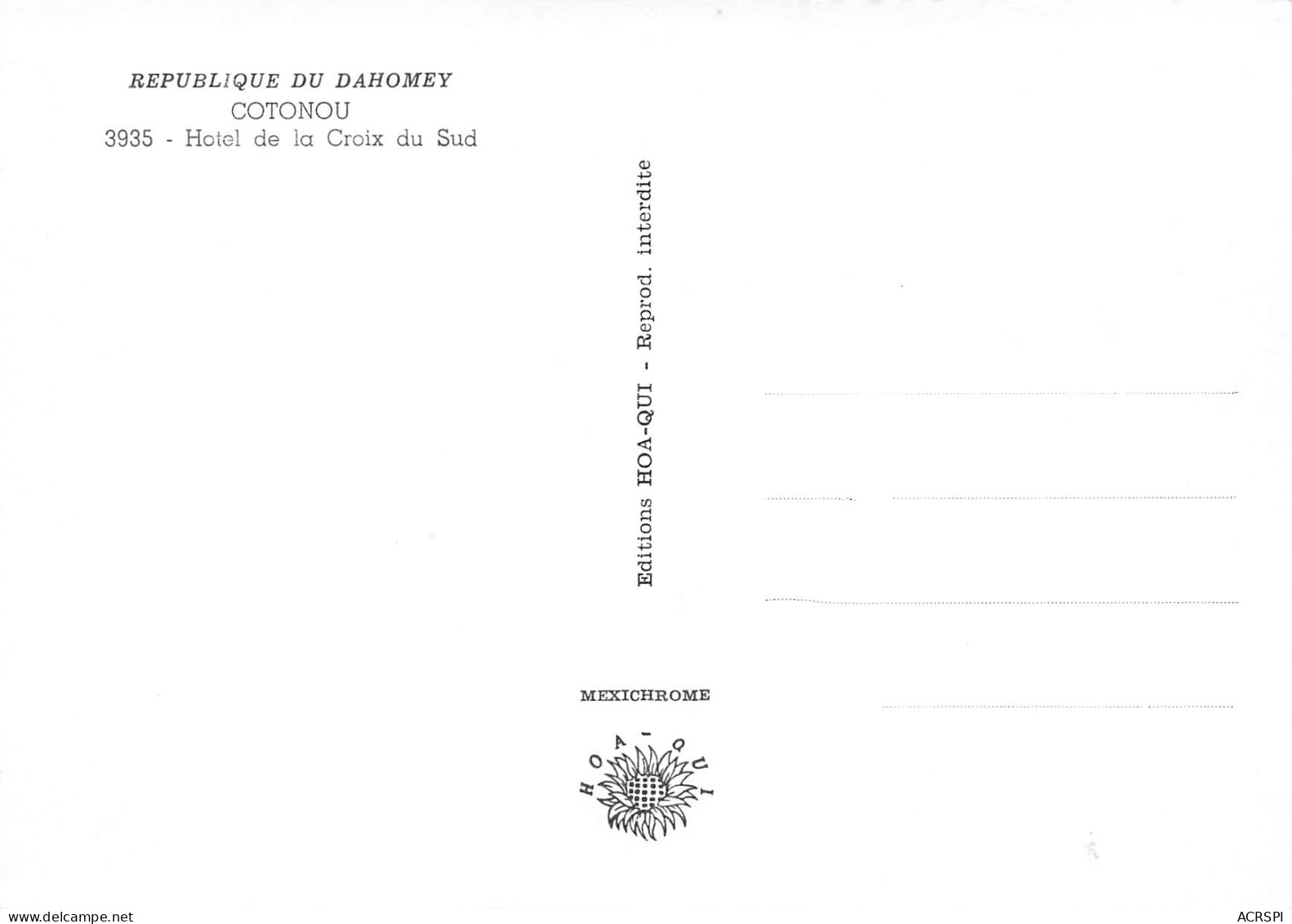 BENIN Ancien DAHOMEY COTONOU   Hôtel De La CROIX Du SUD - Edition Hoa-Qui N° 5 \ML4022 - Benin