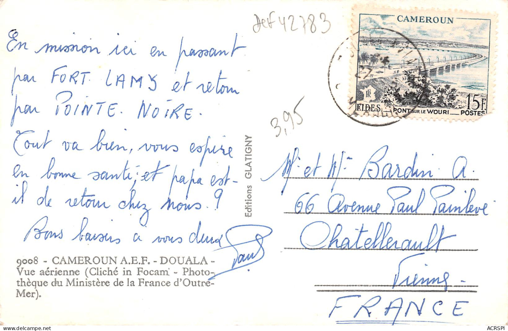 CAMEROUN DOUALA  Vue Aérienne  Cliché Du Ministère De La France D'Outre Mer Beau Timbre N° 71 \ML4026 - Cameroon