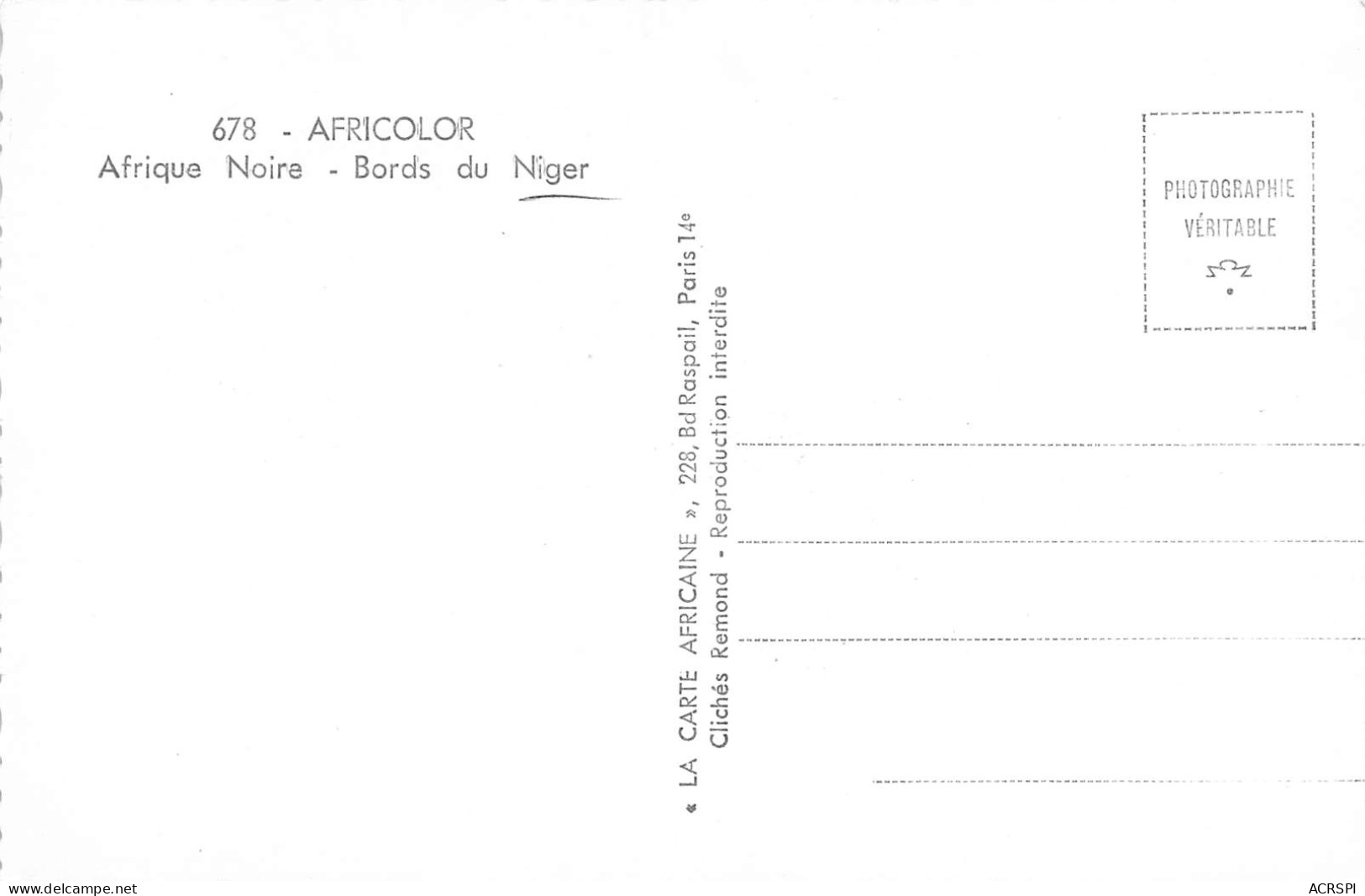 NIGER Les Bords Du Fleuve Niger Carte Vierge  N° 18   \ML4027 - Niger