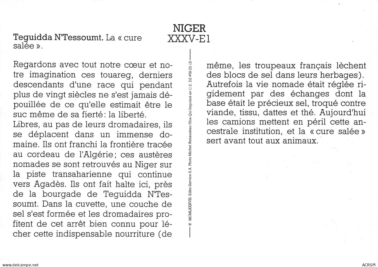 NIGER Teguidda N'Tessoumt La Cure Salée Touaregs    N° 42   \ML4027 - Niger