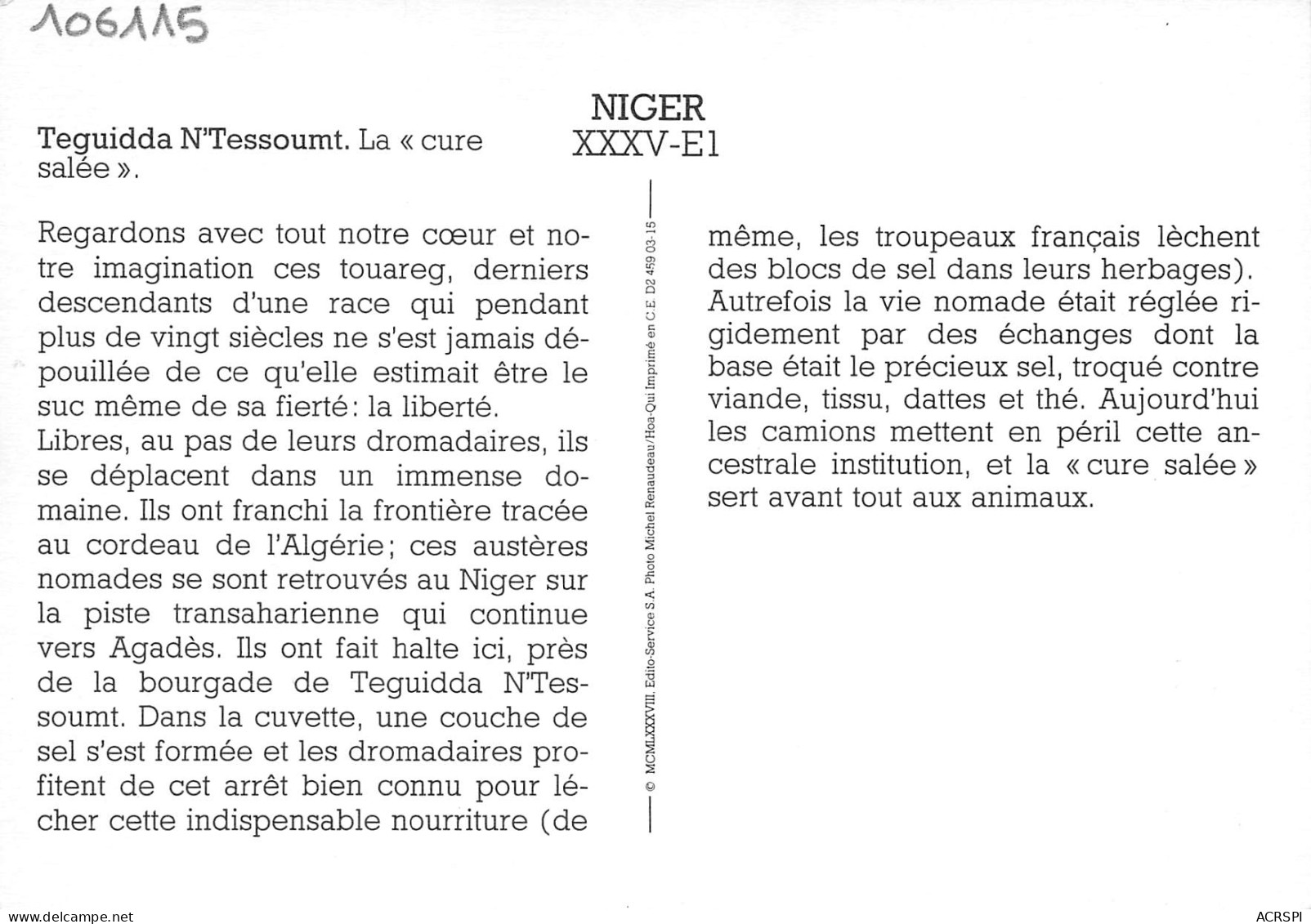 NIGER Teguidda N'Tessoumt La Cure Salée Touaregs    N° 43   \ML4027 - Níger