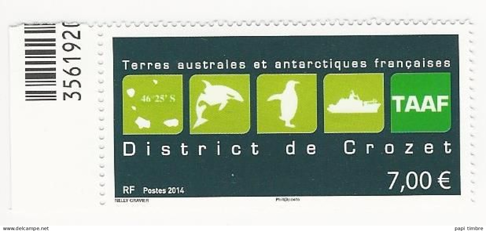 TAAF-2014-Logo Du District De Crozet - N° 709 ** - Nuovi