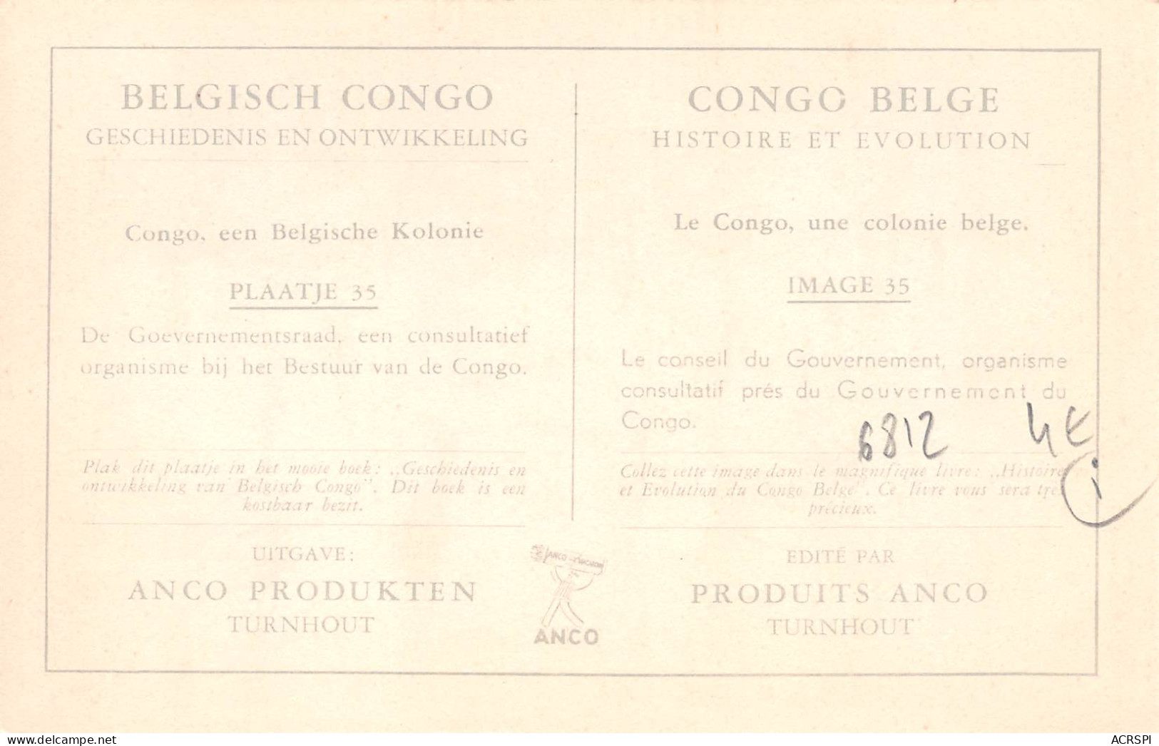CONGO KINSHASA  Le Conseil Gouvernemental  Belgisch Opper Congo  CONGO Belge (2 Scans) N° 36 \ML4034 - Kinshasa - Leopoldville (Leopoldstadt)