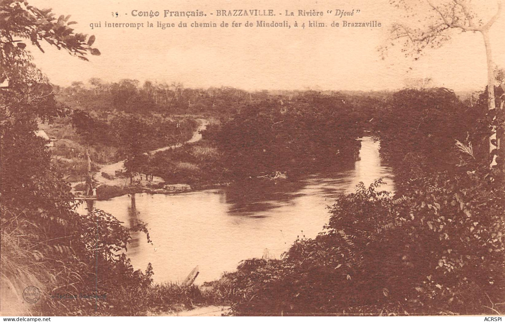 CONGO BRAZZAVILLE La Rivière Djoué Intérompt La Ligne De Chemin De Fer De Mindouli  Carte Vierge (2 Scans)N° 56\ML4035 - Brazzaville