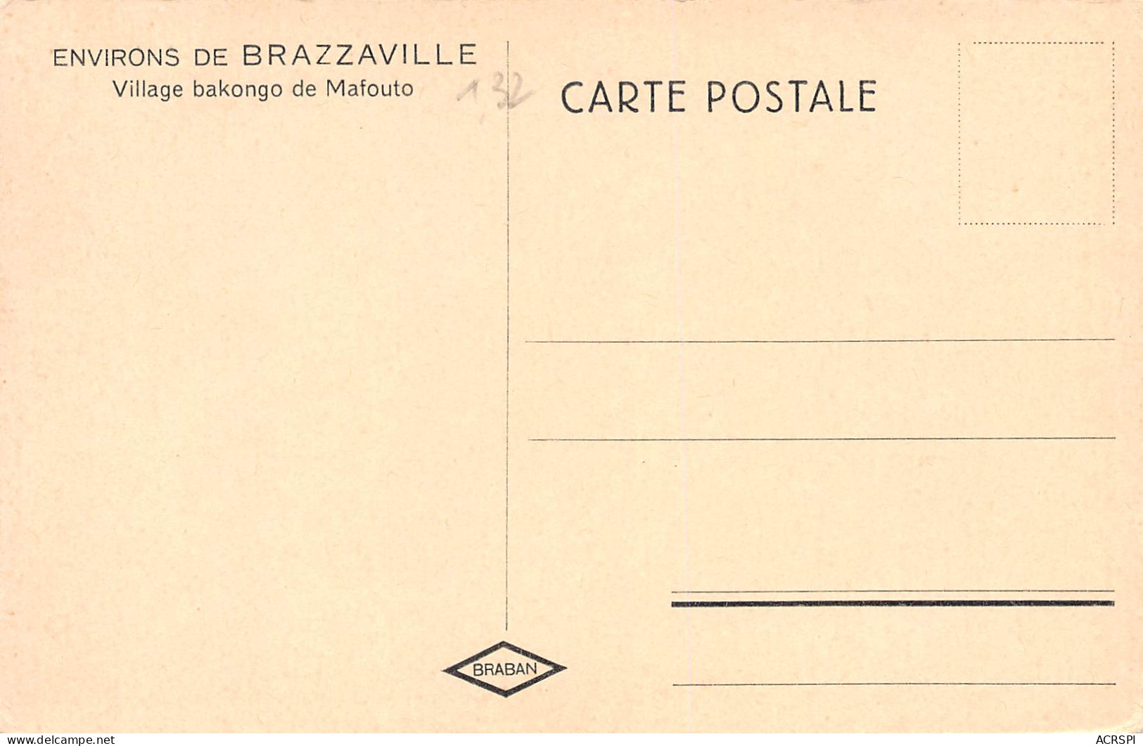 CONGO BRAZZAVILLE  Village Bascongo Bakongo De Mafouto  Carte Vierge (2 Scans)N° 70\ML4035 - Brazzaville