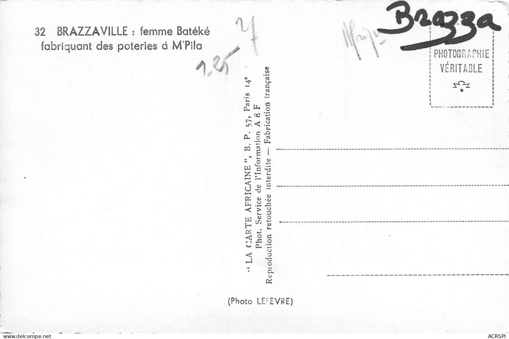 CONGO BRAZZAVILLE Femme  Batéké Fabriquant Des Poteries à M'Pila  (2 Scans)N° 24 \ML4036 - Brazzaville