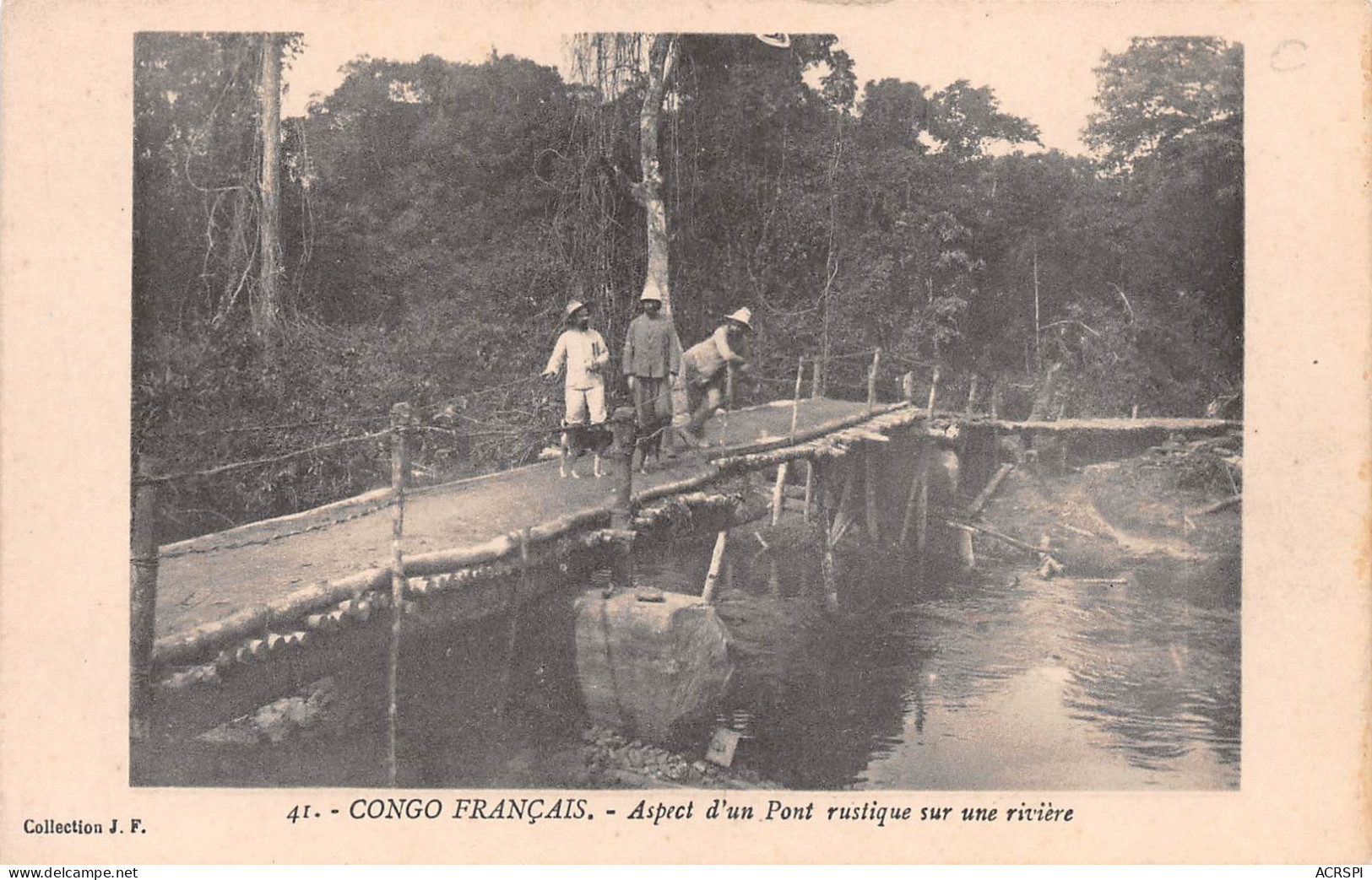 CONGO BRAZZAVILLE Aspect D'un Pont Rustique Sur Une Rivière Vierge Non Voyagé (2 Scans)N° 58 \ML4036 - Brazzaville