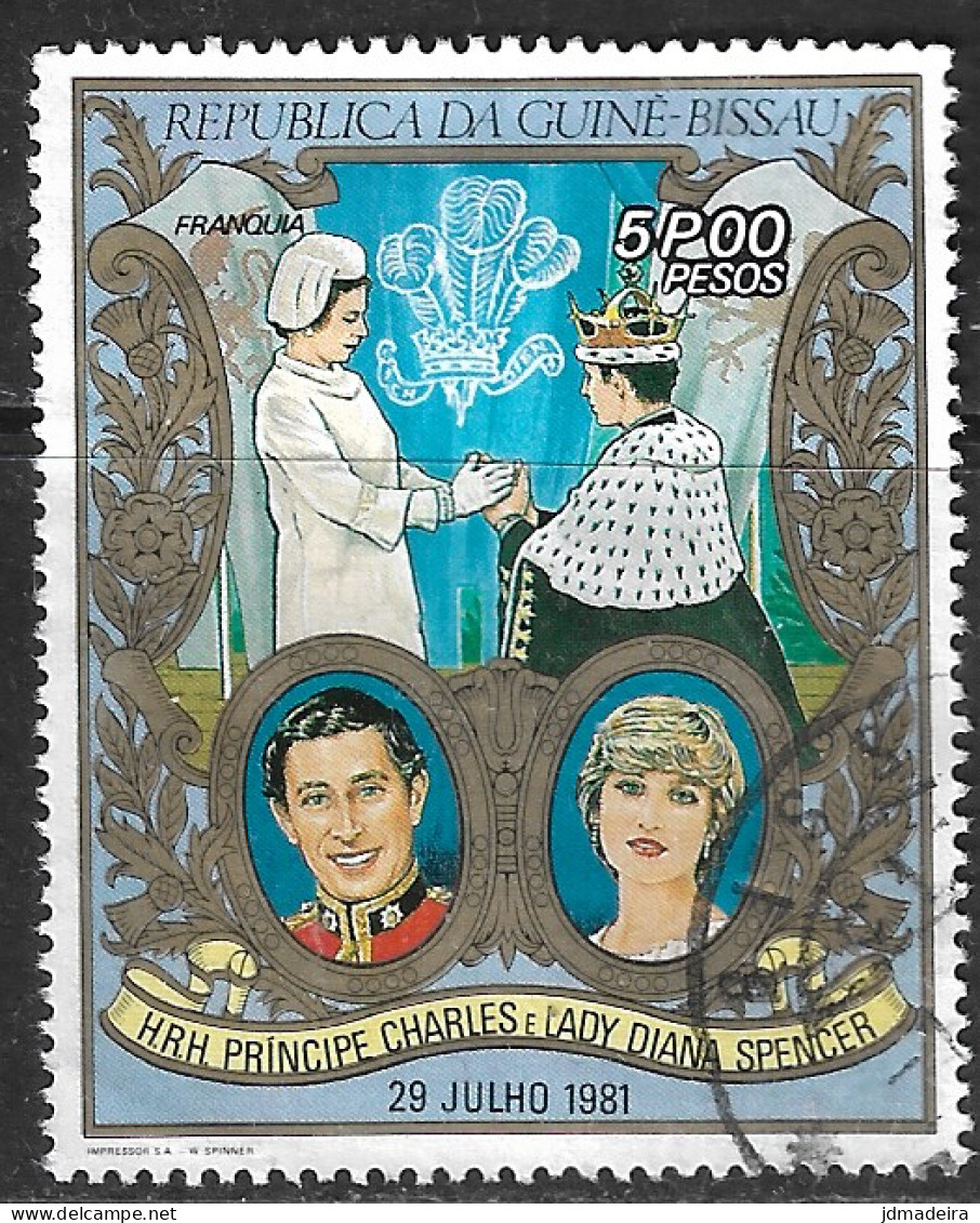 GUINE BISSAU – 1981 Royal Wedding 5 Pesos Used Stamp - Guinea-Bissau