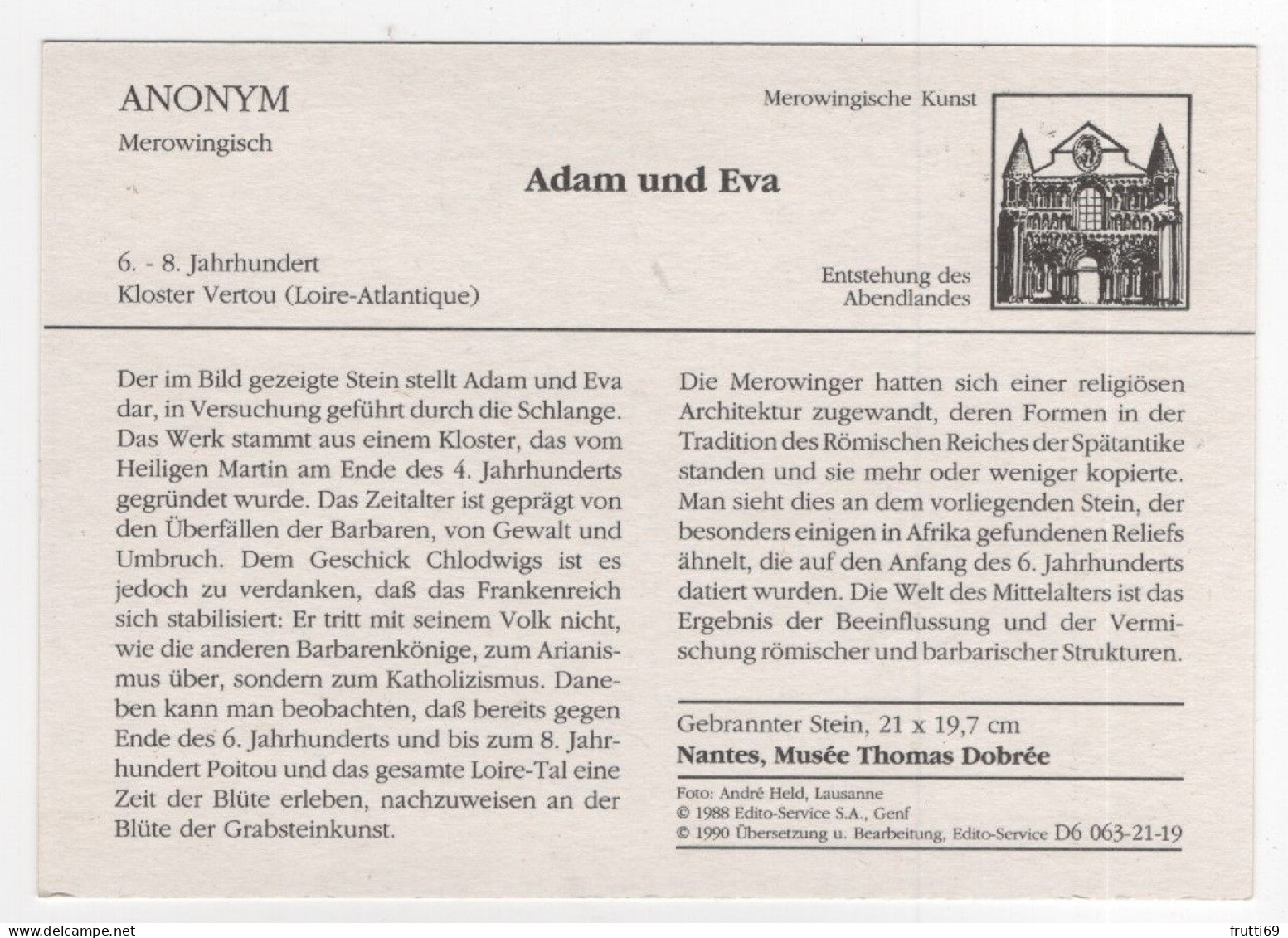 AK 210219 ART / PAINTING ... - Anonym - Merowingisch - Adam Und Eva - Articles Of Virtu