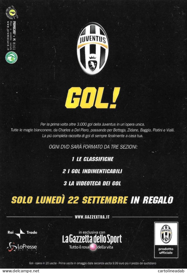 [MD9626] CPM - JUVENTUS GOL! DVD LA GAZZETTA DELLO SPORT - PROMOCARD 8161 - PERFETTA - Non Viaggiata - Soccer