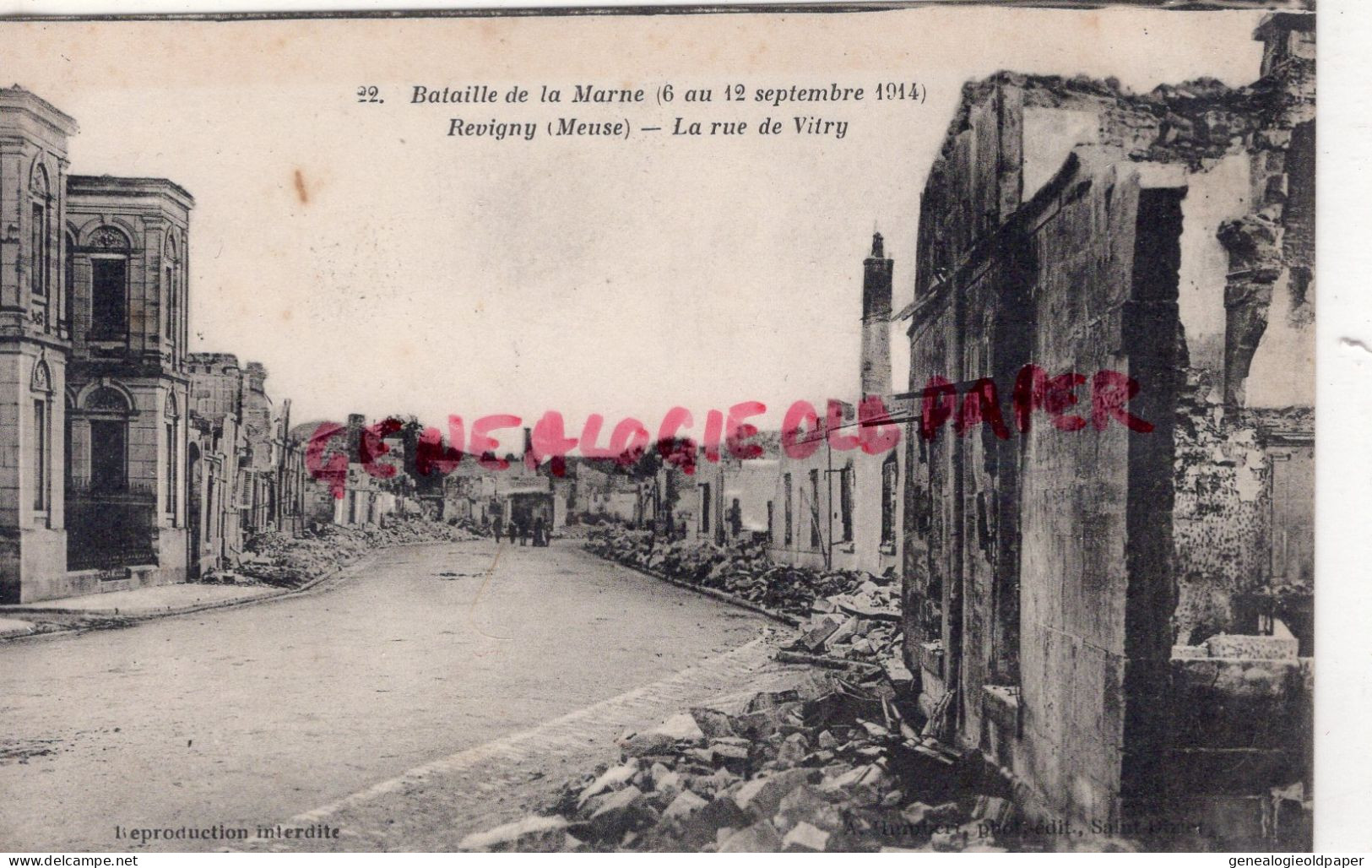 55- REVIGNY - LA RUE DE VITRY   BATAILLE DE LA MARNE   GUERRE 1914-1918 - Revigny Sur Ornain
