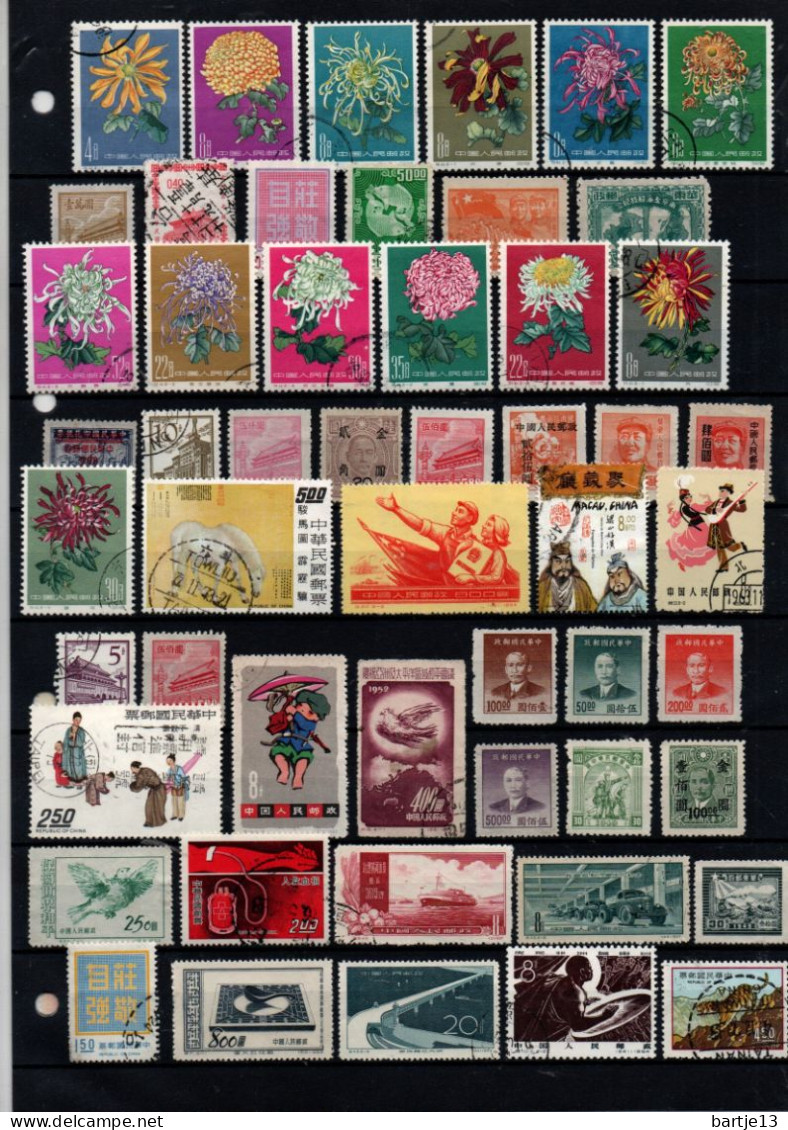 CHINA ASIA SMALL COLLECTION STAMPS USED, MH, MNH ON STOCK CARD - Andere & Zonder Classificatie