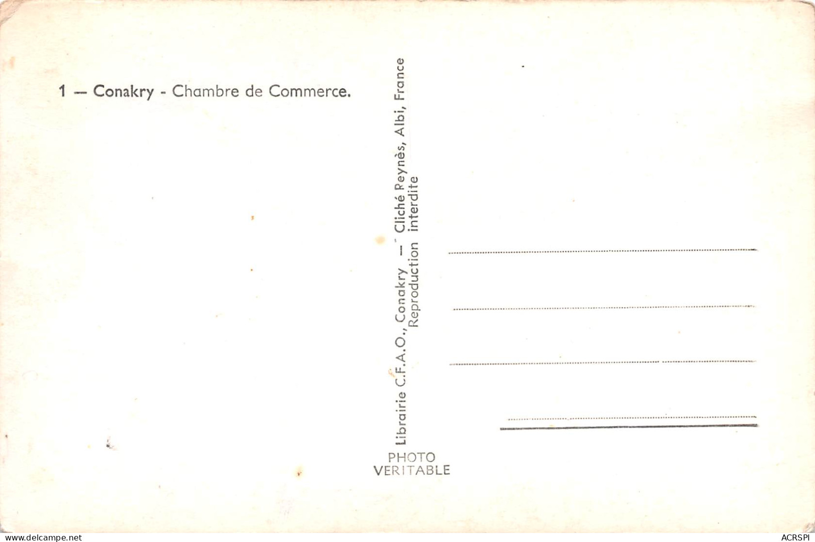 CONAKRY Guinée Française La Chambre De Commerce Non Circulé  CFAO (Scans R/V) N° 36 \ML4054 - Französisch-Guinea