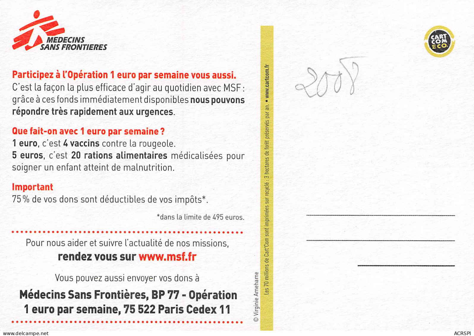 MSF Médecins Sans Frontières Afrique PUB Publicité  (Scans R/V) N° 62 \ML4054 - Guinea