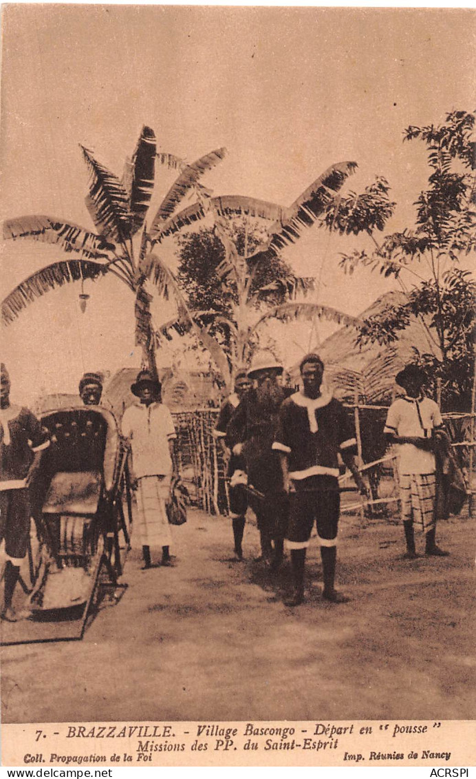 CONGO FRANCAIS Brazzaville Village Bascongo Depart En Pousse Carte Vierge (Scans R/V) N° 7 \ML4056 - Brazzaville