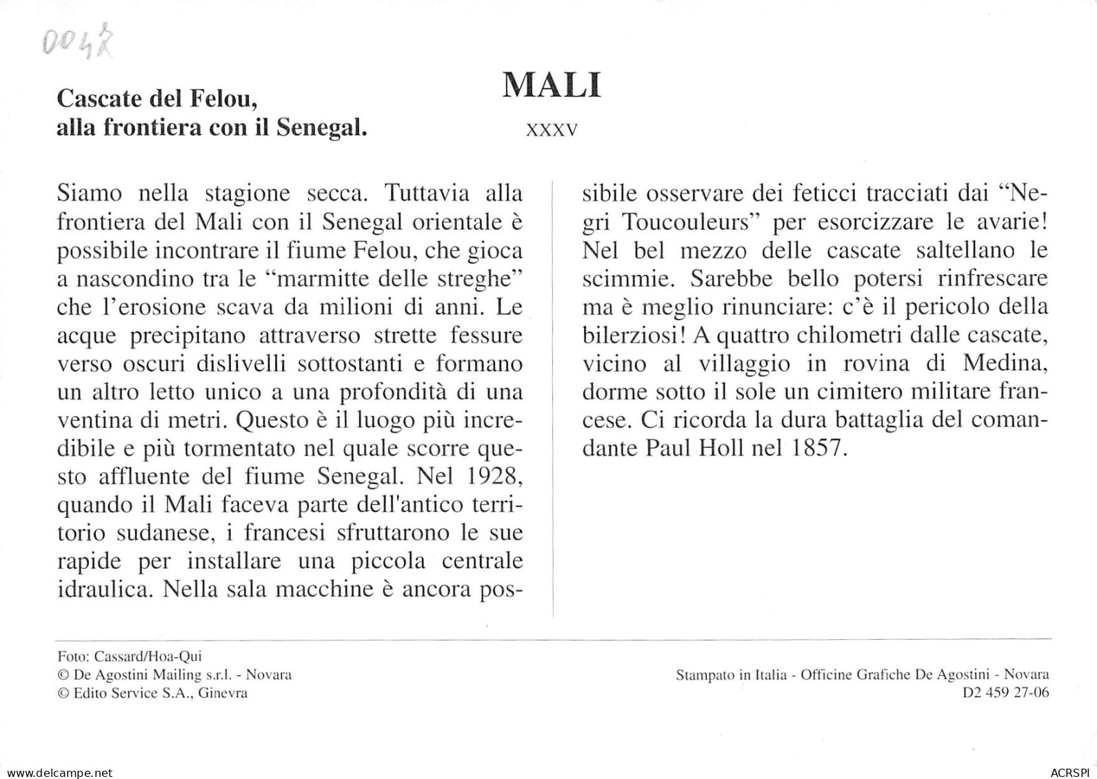 MALI Ex Soudan Français Cascate Del Felou (Scans R/V) N° 16 \ML4057 - Mali