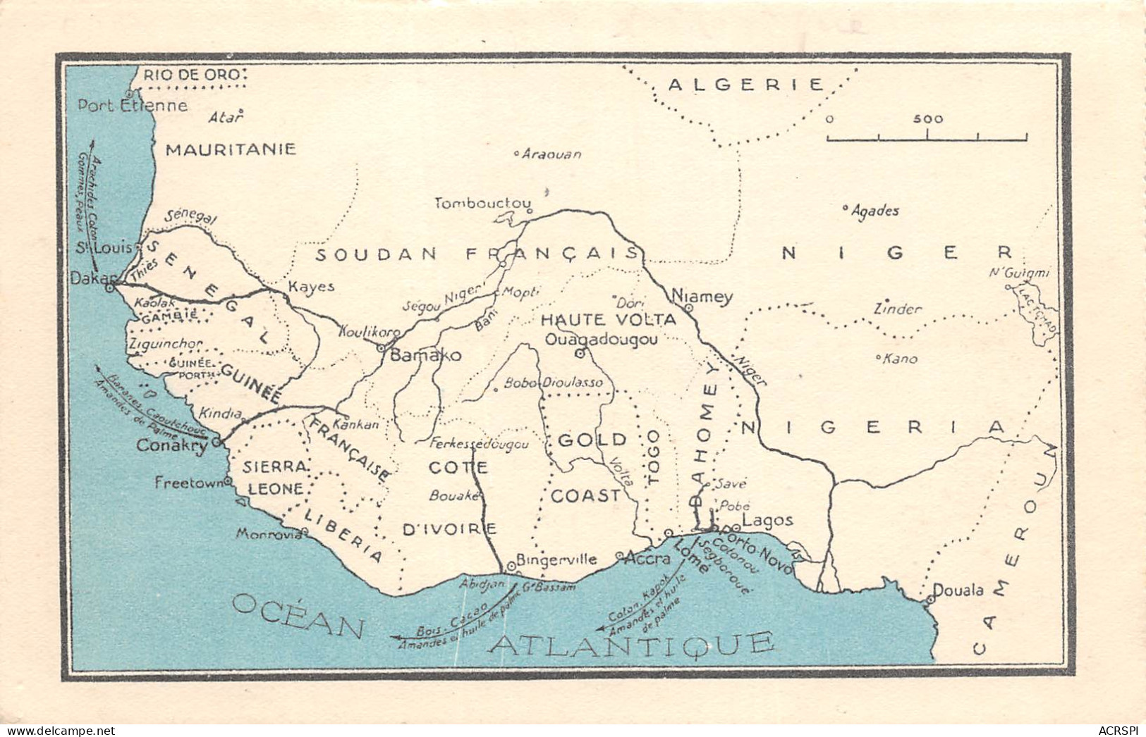GUINEE Sénégal Carte De L'AOF Afrique Occidentale Française Burkina Hauta Volta Cote D'Ivoire (Scans R/V) N° 27 \ML4058 - Französisch-Guinea