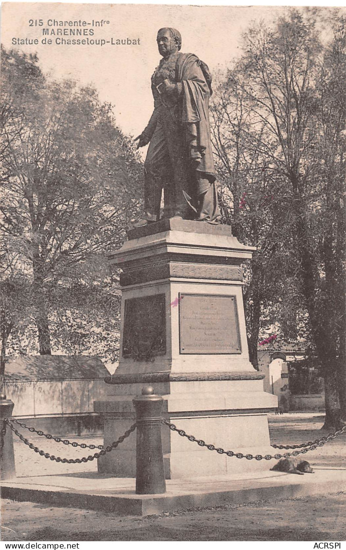 17  MARENNES  Statue Du Marquis De Chasseloup-Laubat écrite Non Circulé (Scans R/V) N° 15 \ML4059 - Marennes