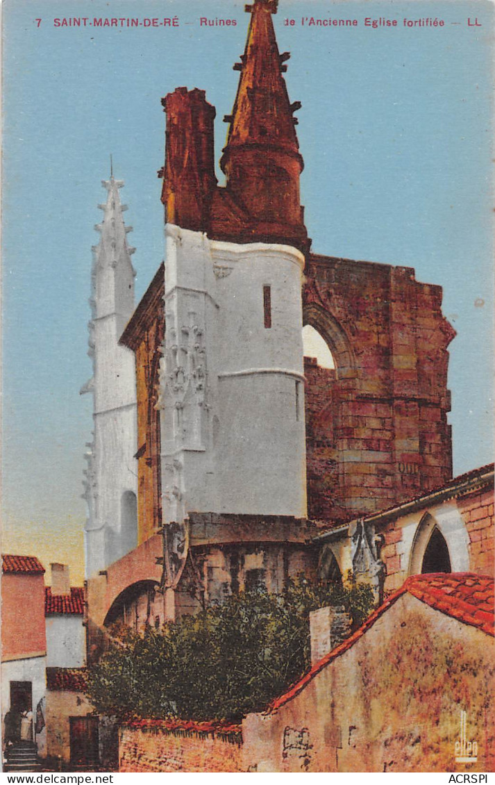 17 SAINT MARTIN DE Ré Ruines De L'église Fortifiée Carte Colorisée Vierge Non Circulé (Scans R/V) N° 8 \ML4061 - Saint-Martin-de-Ré