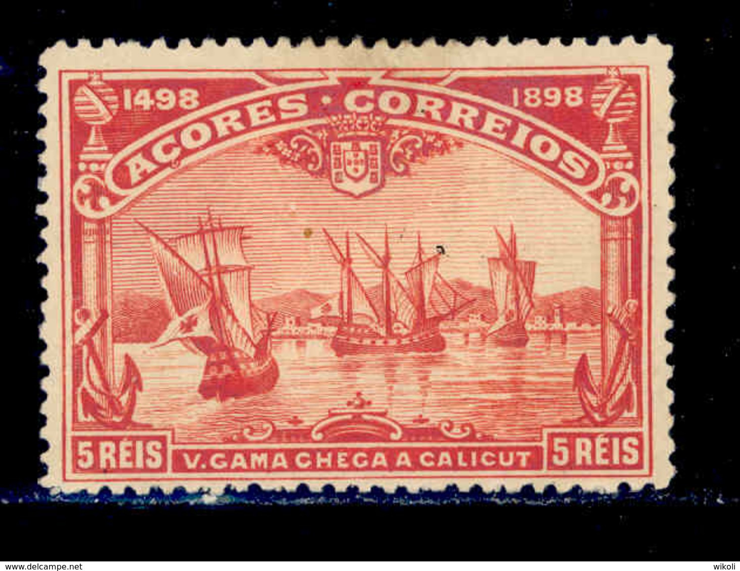 ! ! Azores - 1898 Vasco Gama 5 R - Af. 89 - No Gum - Açores