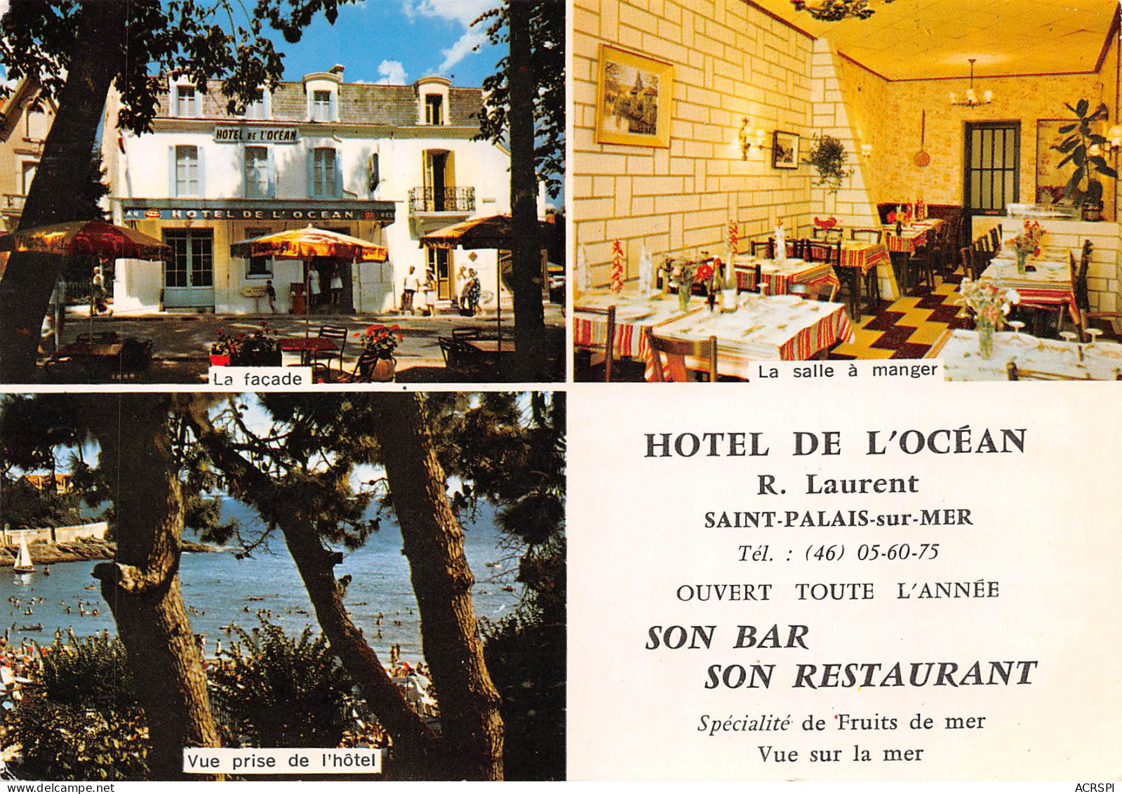 17 SAINT PALAIS SUR MER Hotel De L' OCEAN Bar Restaurant  (Scans R/V) N° 24 \ML4062 - Saint-Palais-sur-Mer