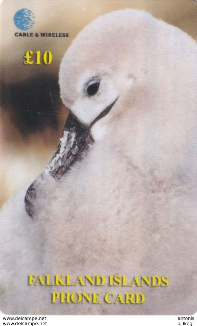 FALKLAND ISL. - Black-Browerd Albatross Chick, C & W Prepaid Card 10 Pounds, Tirage 5000, Used - Islas Malvinas