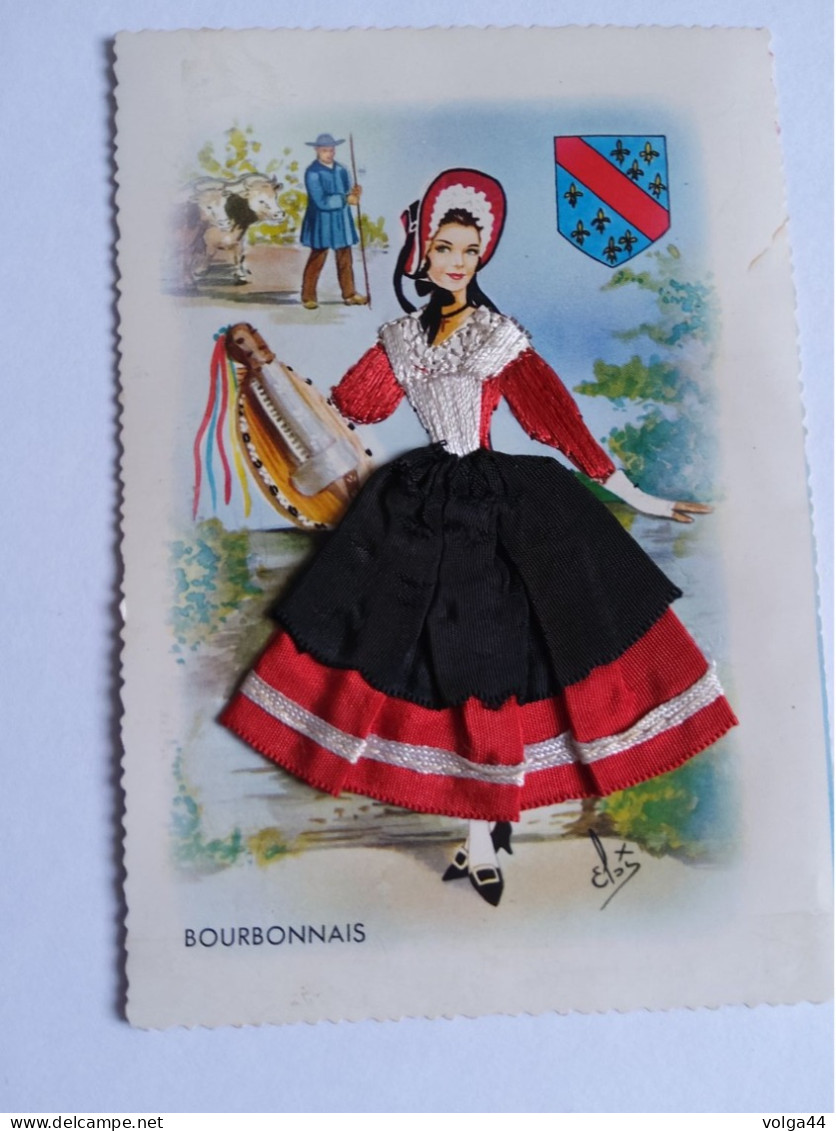 Carte Brodée  - Bourbonnais Avec Blason - Embroidered