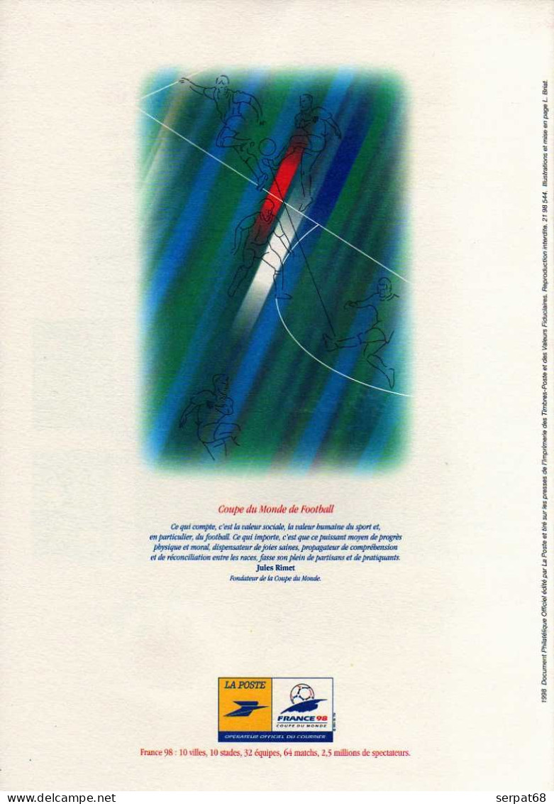 Lot : Documents FDC : Coupe du monde de football France 1998 - BF 19