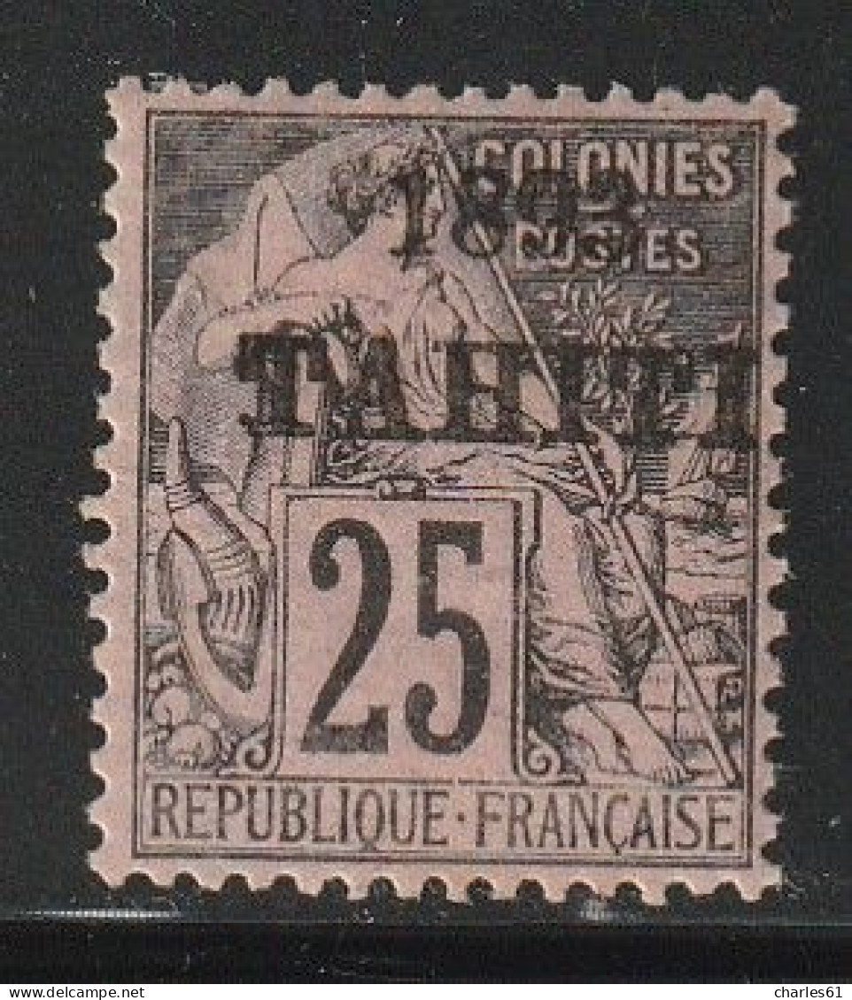 TAHITI - N°27 * (1893) 25c Noir Sur Rose - Ungebraucht