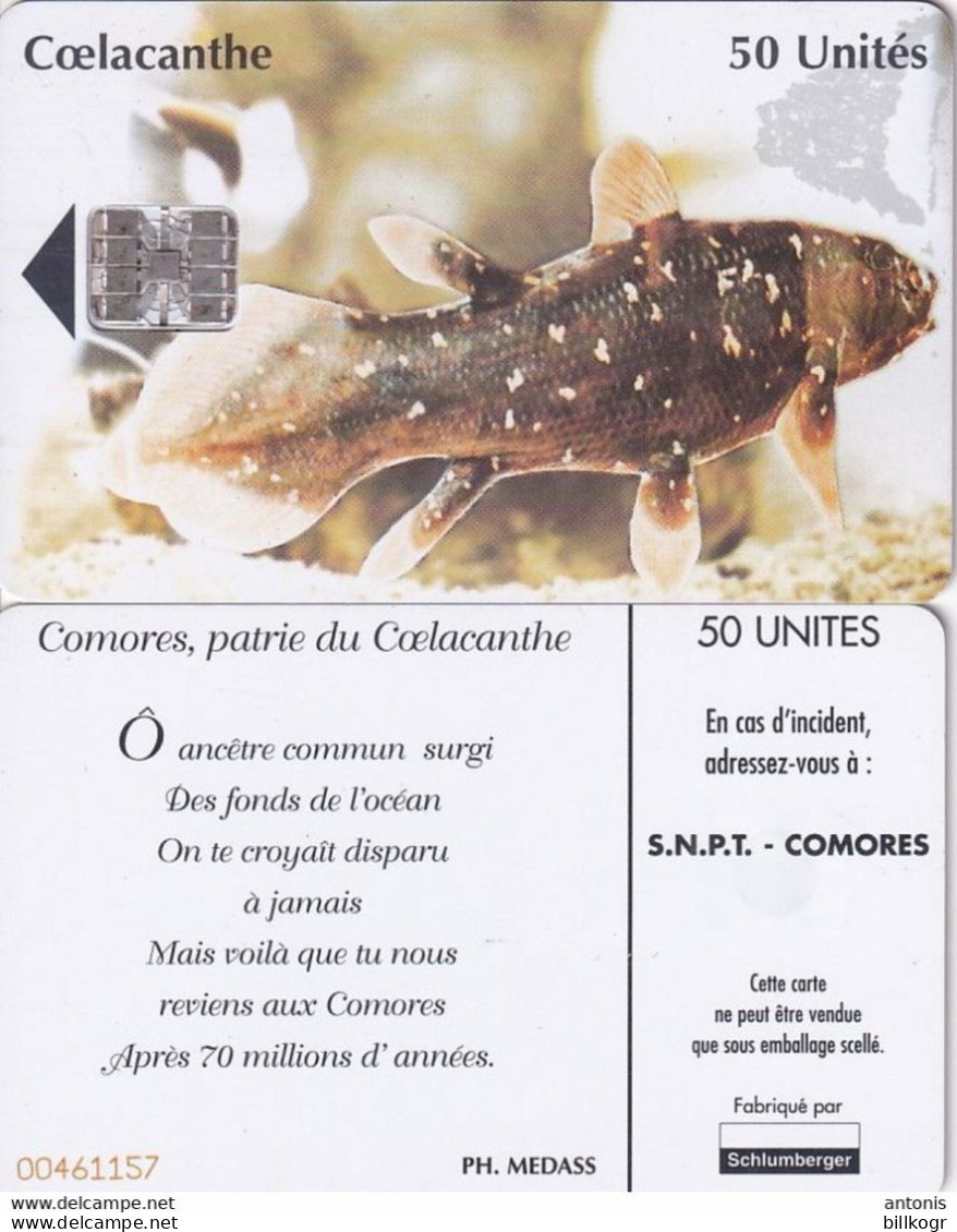 COMOROS ISL. - Fish, Coelacanthe, Red CN, Used - Komoren