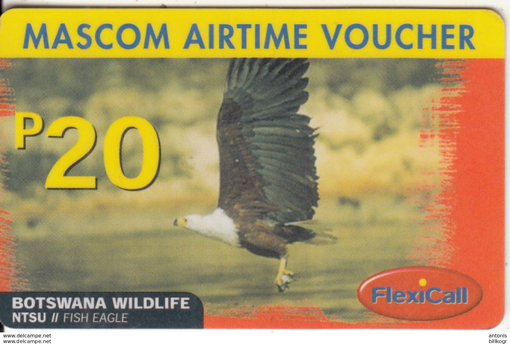 BOTSWANA - Fish Eagle, Mascom Prepaid Card P20(thick Plastic), Used - Botswana