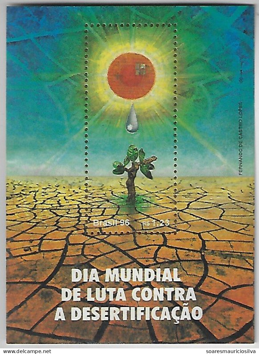 Brazil 1996 Souvenir Sheet Block World Day To Combat Desertification Sun Drought Unused With Slight Yellowish Spots - Blocchi & Foglietti