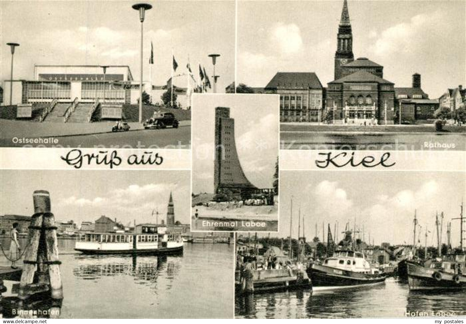 73335413 Kiel Ostseehalle Rathaus Hafen Fischkutter Marine Ehrenmal Laboe Kiel - Kiel