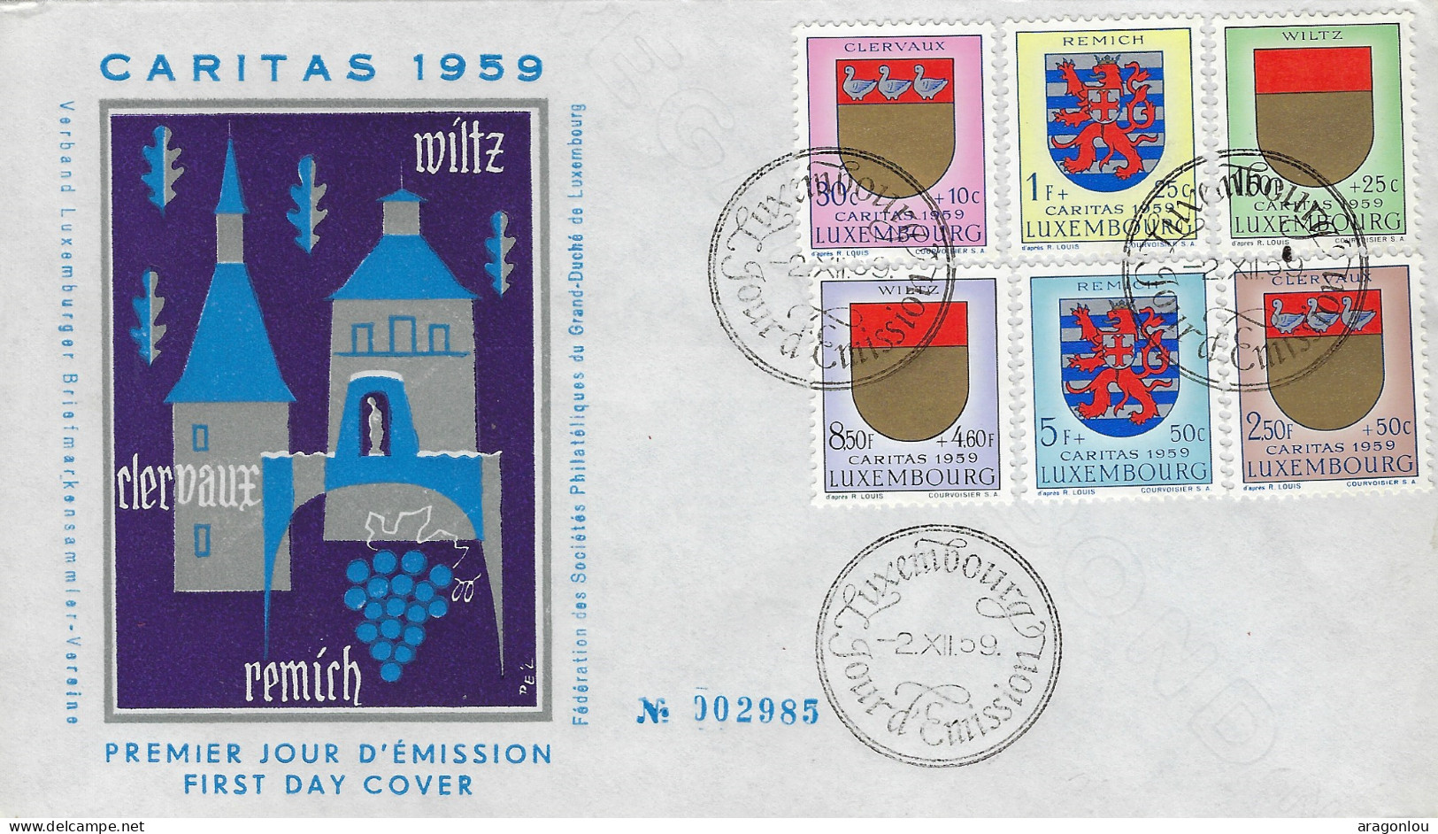 Luxembourg - Luxemburg - Lettre FDC   CARITAS    Armoiries - FDC