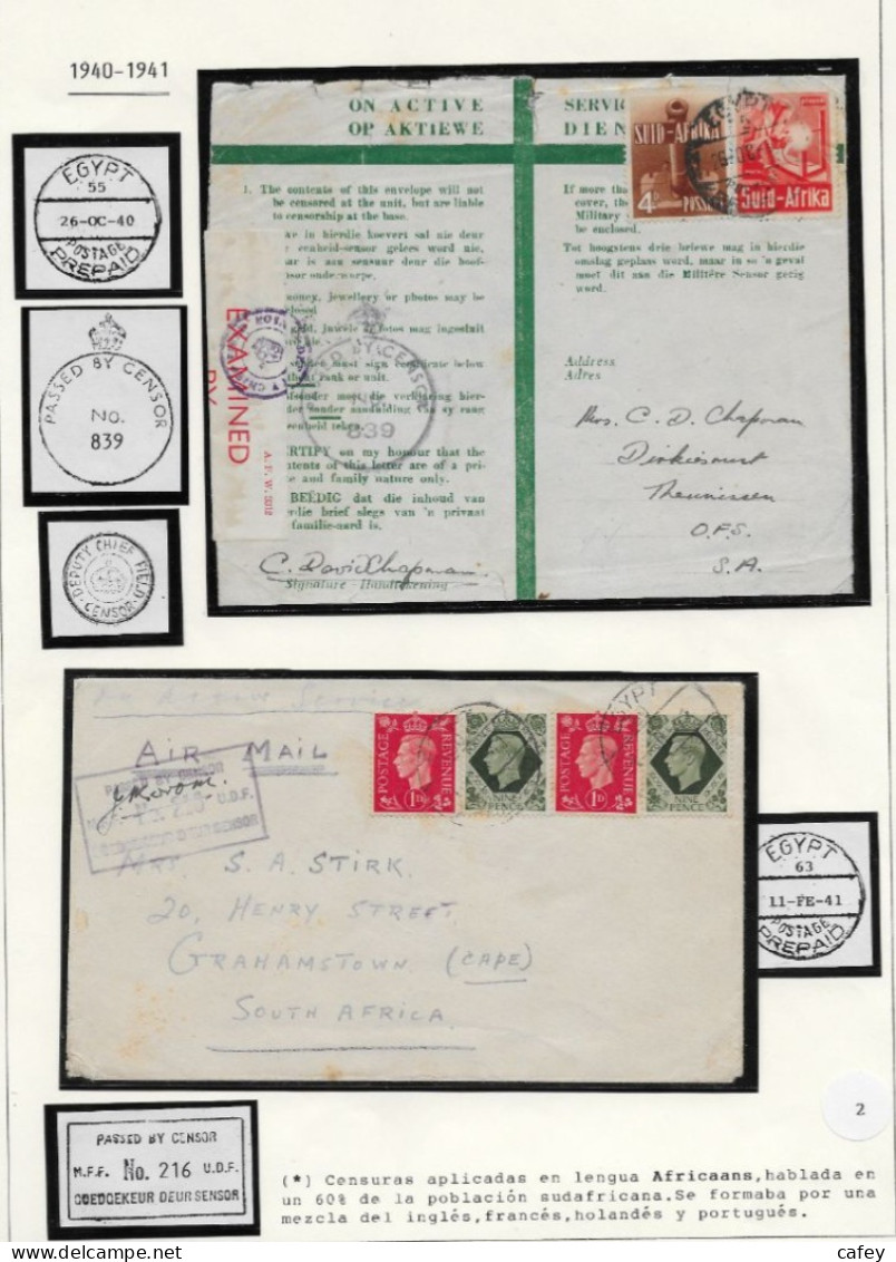Guerre 39/45 CAMPAGNE D'AFFRIQUE Collection Primée De 94 Lettres Représentant Le Mouvement Des Troupes N° Zone De Combat - Guerre Mondiale (Seconde)