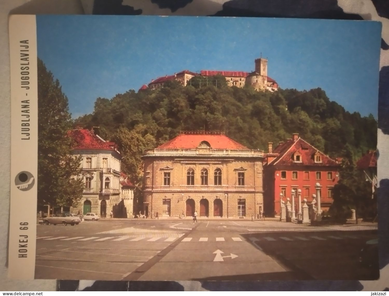 Ljubljana - Trg Republike - Ljubljana Castle. Hokej 1966 - Slovenië