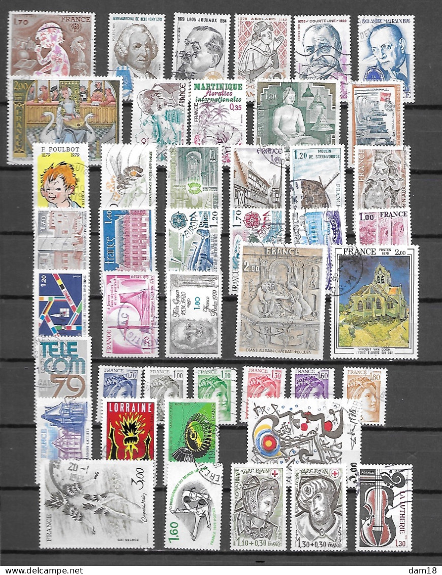 FRANCE ANNEE 1979 LOT DE 44 TIMBRES OBLITERES DIFFERENTS TRES BON ETAT VOIR PHOTO - Used Stamps