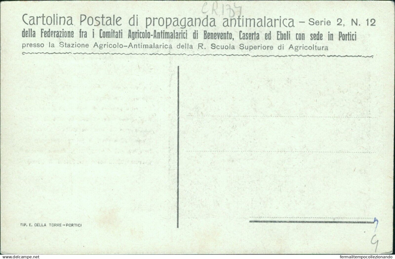 Cr184 Cartolina Propaganda Antimalarica Benevento Caserta Eboli Sede Portici - Benevento