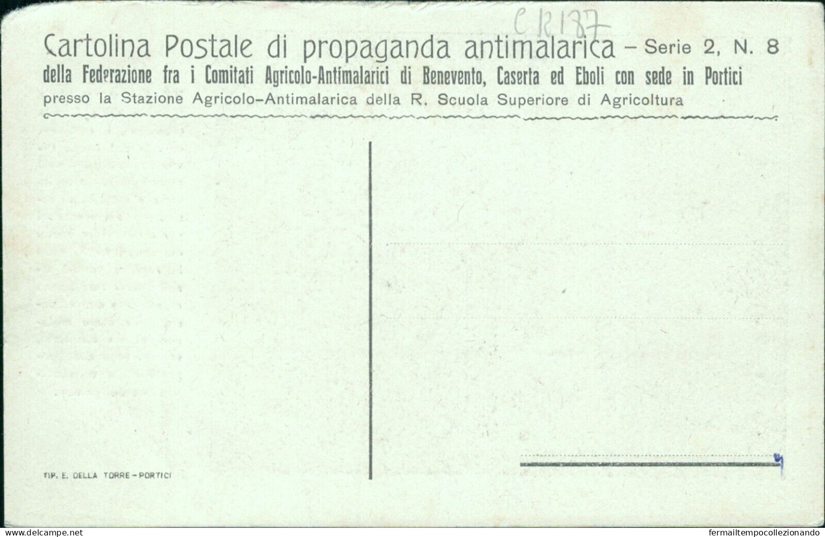 Cr187 Cartolina Propaganda Antimalarica Benevento Caserta Eboli Sede Portici - Benevento