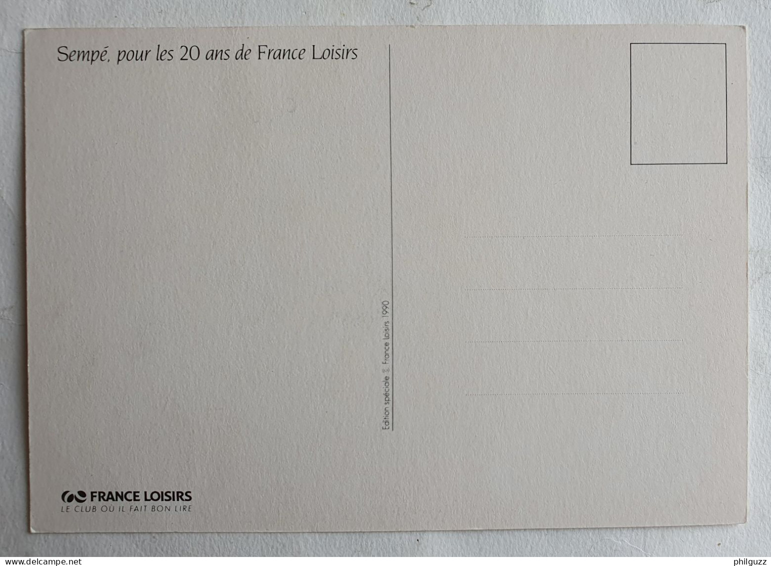 CARTE Postale SEMPE 20 ANS DE FRANCE LOISIRS - 1990 - Postcards